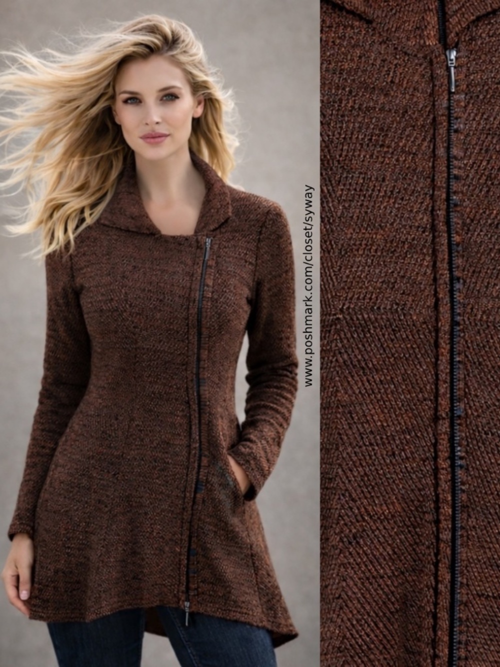 Indigenous Organic Cotton Long Knit Zip Up Cardigan